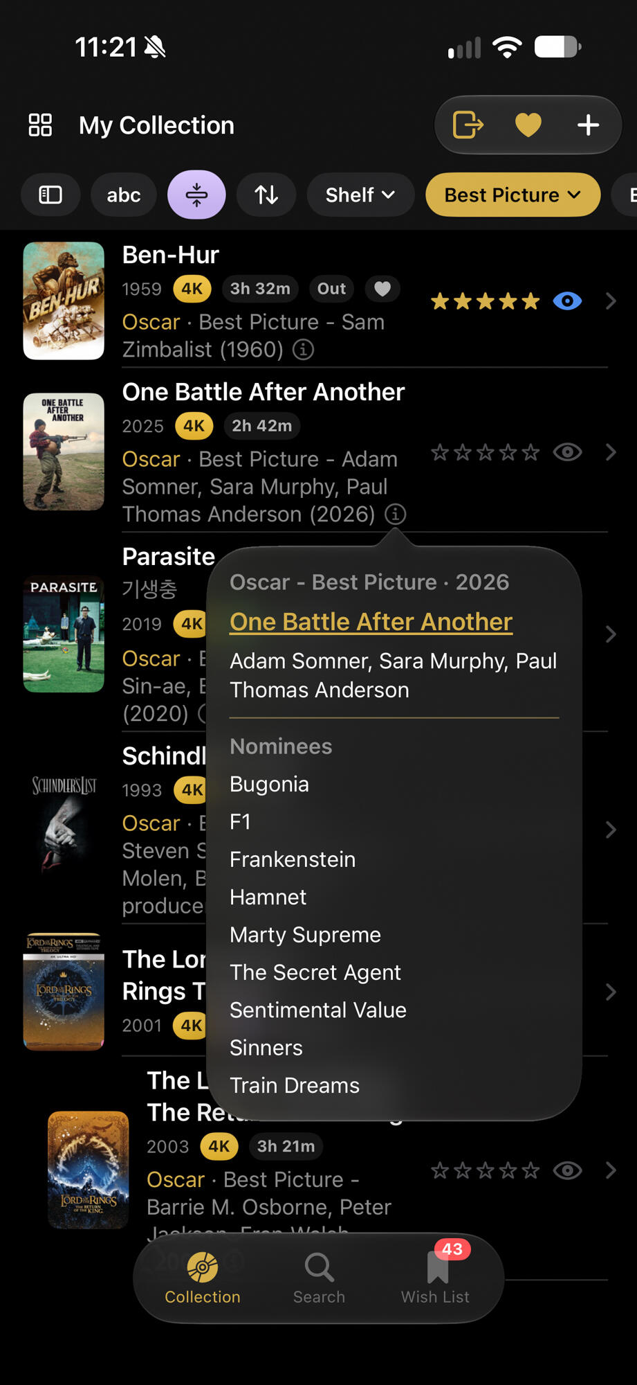 Automatically Display Oscar Winners/Nominees